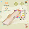 Climbing triangle ladder toy with multicolor reversible ramp, adjustable height, and 135 lbs capacity for indoor play.