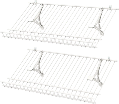 Costway Wall Mounted Metal Wire Shoe Rack Closet Shelves Set of 2 21107212 New