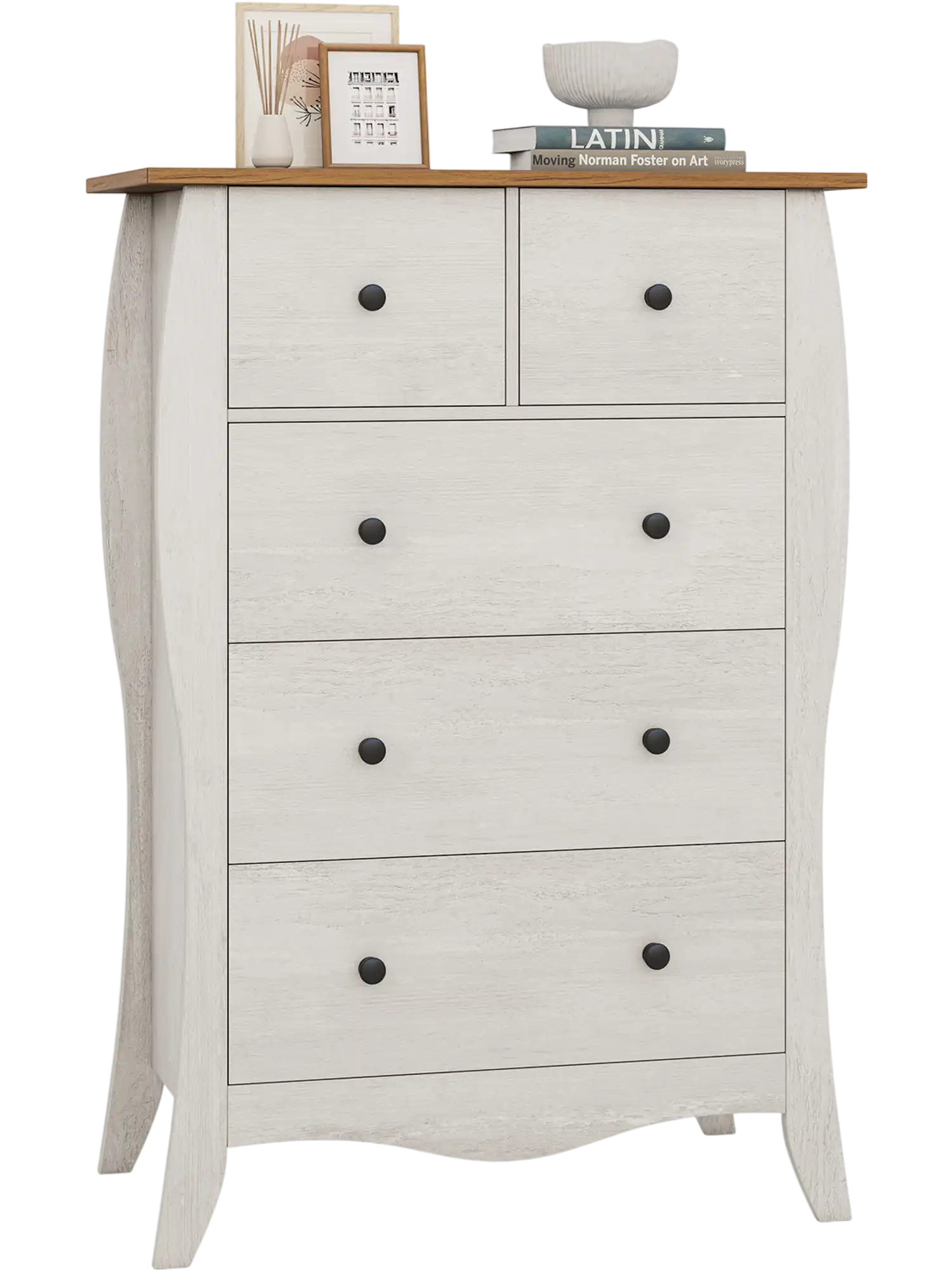 Costway Closet Storage Organizer Dresser w/ 5 Folding Fabric Drawers Anti-Tipping Kit 643925718 New