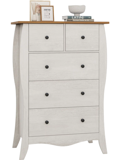 Costway Closet Storage Organizer Dresser w/ 5 Folding Fabric Drawers Anti-Tipping Kit 643925718 New