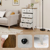 Closet storage organizer in gray with 5 fabric drawers, sleek handles, and sturdy support feet for farmhouse style.