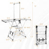 Clothes drying rack with 6 adjustable heights, featuring a stable triangular structure and anti-slip foot pads for.