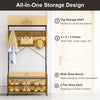 Coat rack hall tree with gray finish, featuring 11 hooks, wide shoe bench, and 2-tier shoe rack for organized entryway.