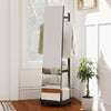 Coat Rack with Full Length Mirror Freestanding Coat Tree with 3 Hooks-Walnut - Gallery View 1 of 10