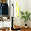 Freestanding coat rack with full-length mirror in walnut, featuring 3 hooks and bottom storage for shoes and bags.