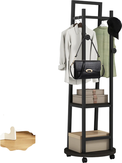 Costway Freestanding Coat Rack Full Length Mirror 3 Hooks 72819901 New