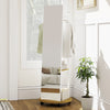 Coat Rack with Full Length Mirror Freestanding Coat Tree with 3 Hooks-Natural - Gallery View 1 of 10