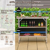 Folding camping table with 43.5" aluminum tabletop and 2-tier shelves, perfect for outdoor BBQ and picnics.