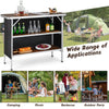 Folding camping table with 2-tier open shelves, aluminum construction, ideal for outdoor BBQ and picnics.