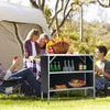 Folding Camping Table with 2-Tier Open Shelves for Outdoor BBQ-Coffee - Gallery View 1 of 10
