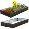 Large outdoor metal planter box in coffee color, designed for growing vegetables, herbs, and flowers with sturdy.
