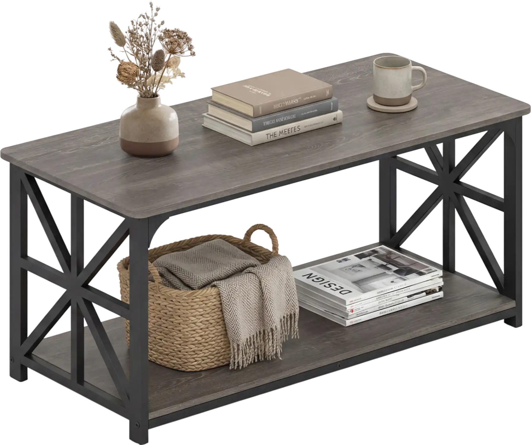 Costway 2-Tier Coffee Table w/ Storage Shelf 33349455 New