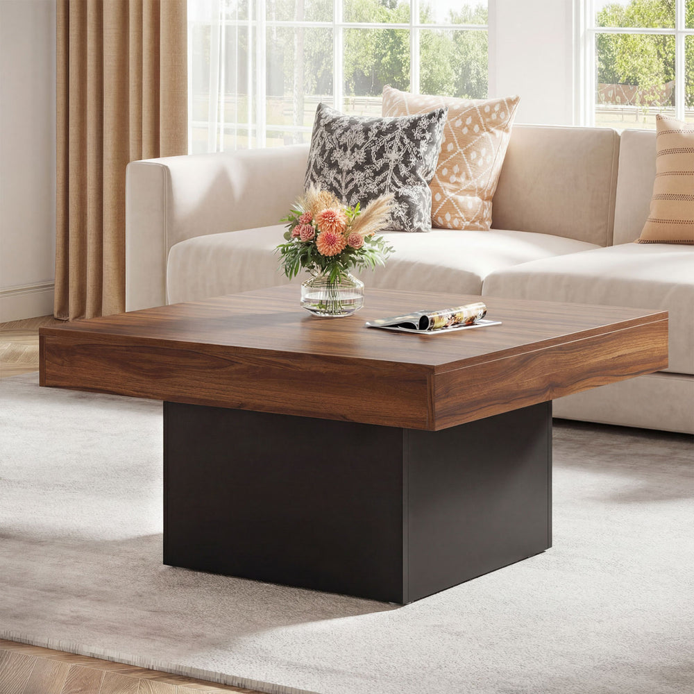 Coffee Table Accent Table with LED Lights and Dynamic Modes-Rustic Brown - Gallery View 1 of 12