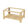 Rectangular 2-tier coffee table with tempered glass top and natural wood finish, perfect for living room storage and.