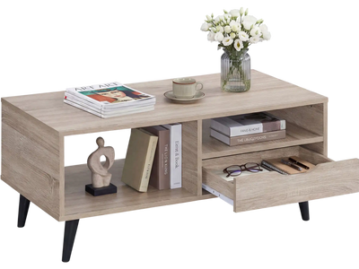 Costway Rustic Rectangle Coffee Table with Storage 14167652 New