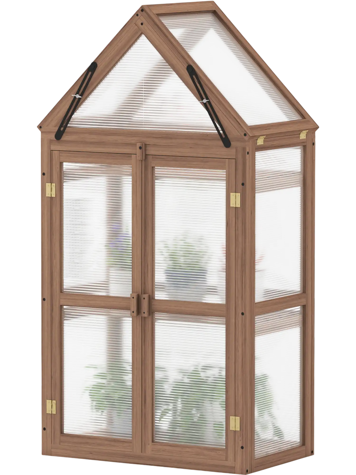 Costway Mini Wooden Cold Frame Greenhouse for Vegetables Flowers 07589621 New