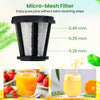 Micro-mesh filter for cold press juicer, 0.45 mm size, ensures pure juice without extra straining steps.