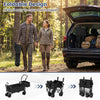 Collapsible wagon in black with removable canopy, 80-liter capacity, and foldable design for easy outdoor transport.
