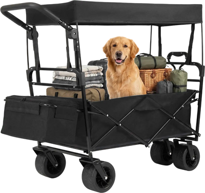 Costway Collapsible Wagon Removable Canopy Adjustable Handle 26982016 New