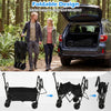 Collapsible wagon in black with removable canopy, adjustable handles, and all-terrain wheels for outdoor convenience.