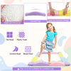 Colorful kids wavy balance beam in pink and purple, featuring textured surface and non-slip foot pads for safe play.