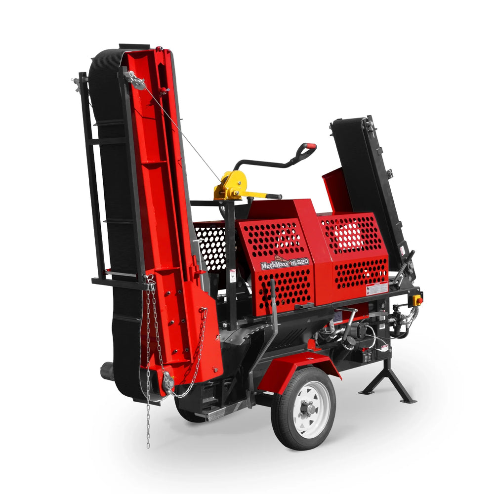 Honda GX390 Engine Firewood Log Splitter Processor with Conveyor,  20ton Splitting Force 24" x 15" Log Capacity,  18" Chainsaw,  HLS20
