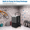 140 pints commercial dehumidifier with built-in pump and drain hose, designed for efficient crawl space.