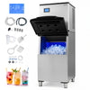 Freestanding commercial ice maker with LCD panel, producing 450 lbs of ice daily, ideal for busy operations.