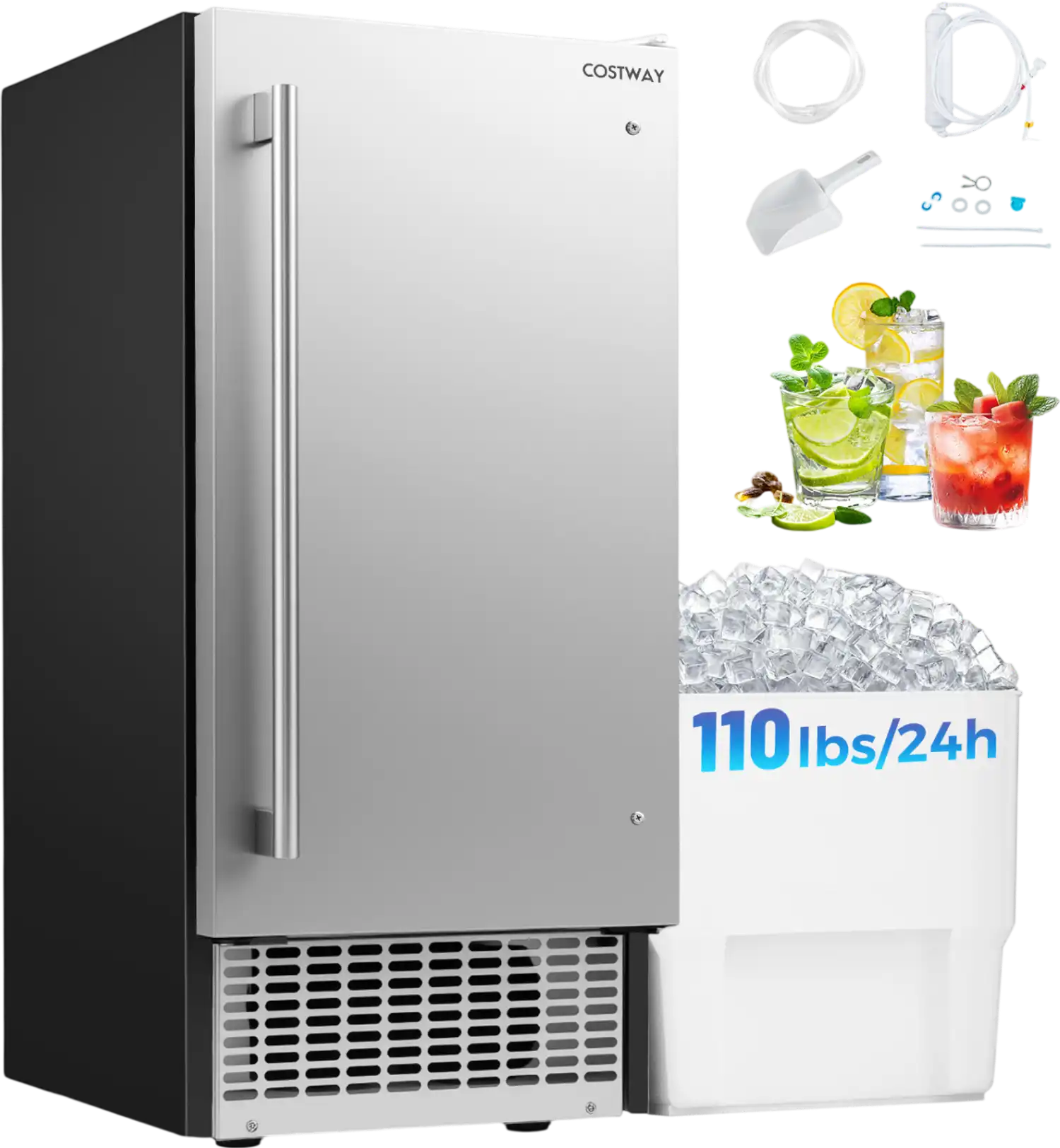 Costway Compact Commercial Ice Maker 25 lbs Storage 32892022 New