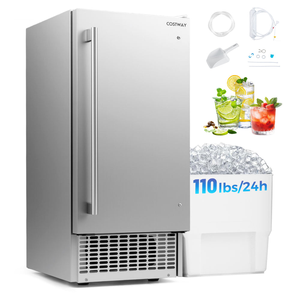 Commercial Ice Maker with 25 lbs Storage Capacity for Home Bar Cafe - Gallery View 1 of 11