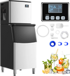 Commercial ice maker machine with 418 lbs/24H capacity, 200 lbs storage bin, and user-friendly control panel for.