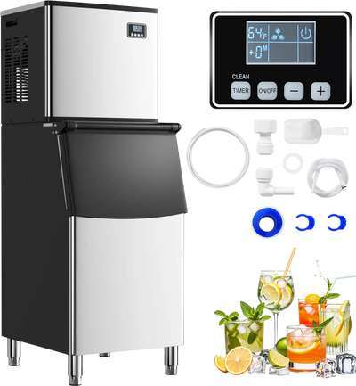 Costway Commercial Ice Maker Machine 418 lbs/24H 200 lbs Bin 859376142 New