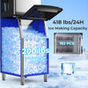 Commercial ice maker machine with 200 lbs storage bin, showing ice cubes and user-friendly control panel for easy.