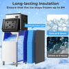 Commercial ice maker machine with thickened foam layer, 418 lbs/24H capacity, ensures ice stays frozen up to 8 hours.