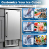 Commercial under counter ice maker with adjustable ice thickness settings, ideal for busy kitchens and gatherings.
