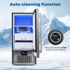 Commercial under counter ice maker with self-cleaning function, dual bins, and adjustable ice thickness for easy use.