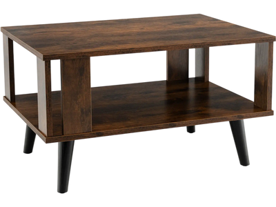 Costway Retro Mid-Century Coffee Table w/ Open Shelf Storage 12854637 New