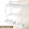 Compact office desk in white with removable monitor shelf and dual-use drawer, featuring ergonomic design and built-in.