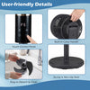 Compact oscillating standing fan with touch control panel, built-in handle, and easy-to-clean design for home office.