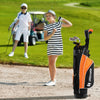 Junior golf club set for children aged 11-13, featuring an orange stand bag and various clubs for beginners.
