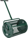 24-inch compost spreader roller in green with adjustable T-handle, designed for efficient soil and fertilizer spreading.