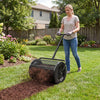 Compost Spreader 24 Inch Peat Moss Spreader Roller with Height-adjustable T-shape Handle-Black - Gallery View 1 of 10