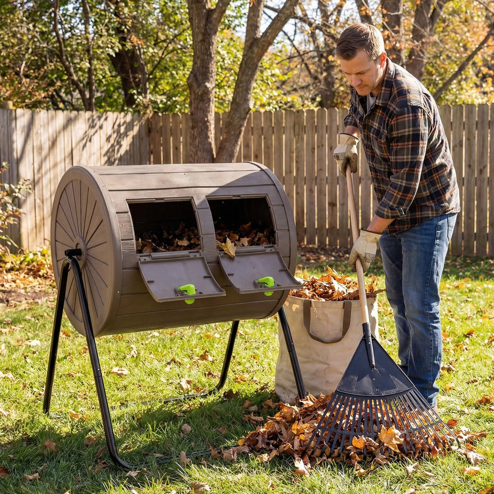 Compost Tumbler 37.5 Gallon Large Outdoor Compost Bin-Coffee - Gallery View 1 of 10