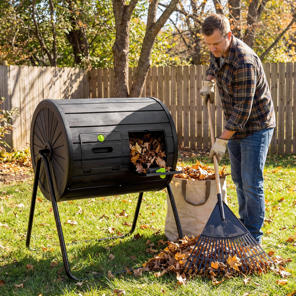 Compost Tumbler 37.5 Gallon Large Outdoor Compost Bin-Black - Gallery View 1 of 10