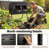 Compost tumbler with dual chambers, 37.5-gallon capacity, lockable doors, and easy 360° rotation for efficient.