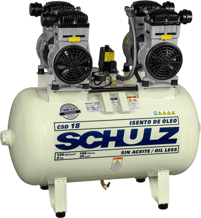 Schulz Oil Less Air Compressor 2 x 1.5 HP 30 gal. Single Stage 230V 1-Phase Horizontal CSD 18/30 New