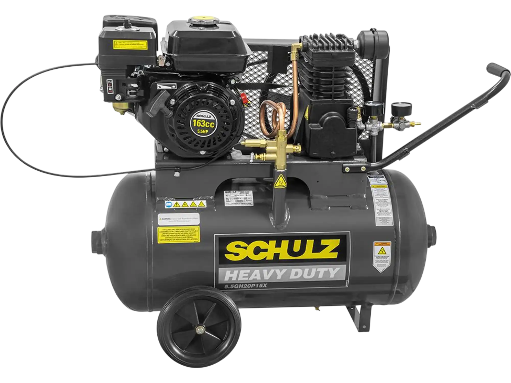 Schulz Air Compressor 5.5 HP 20 gal. Single Stage Horizontal 15 CFM 140 PSI 5.5GH20P15X New