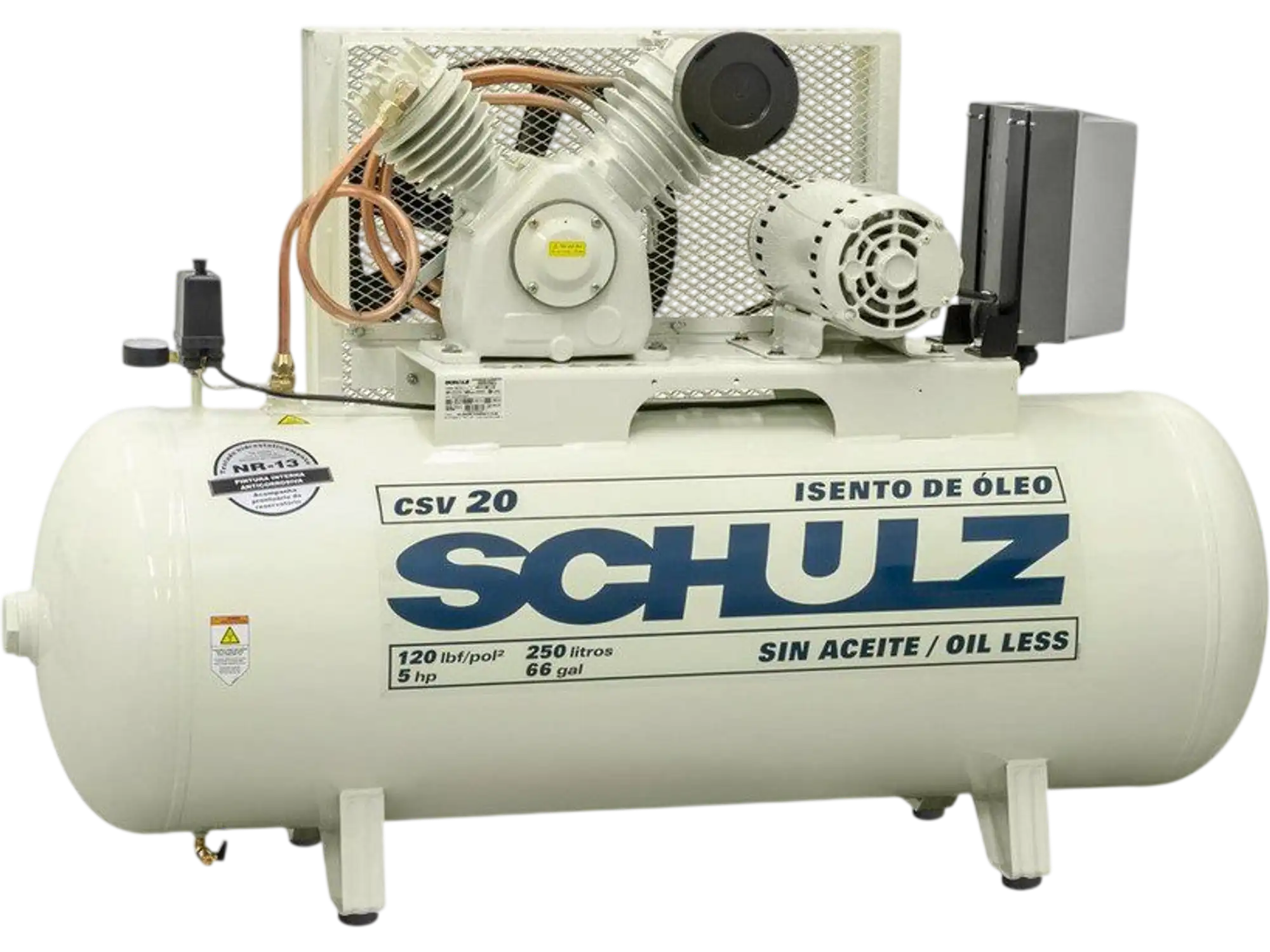 Schulz Oil Less Air Compressor 5 HP 60 gal. 2-Stage 230V Horizontal 20 CFM 120 PSI 560HV20-3 New