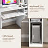 Home office computer desk featuring a keyboard tray and CPU stand, designed for efficient workspace organization.