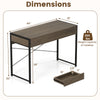 Computer desk with 2 drawers, oak finish, metal frame, dimensions 44"x19"x30", ideal for home office or study use.